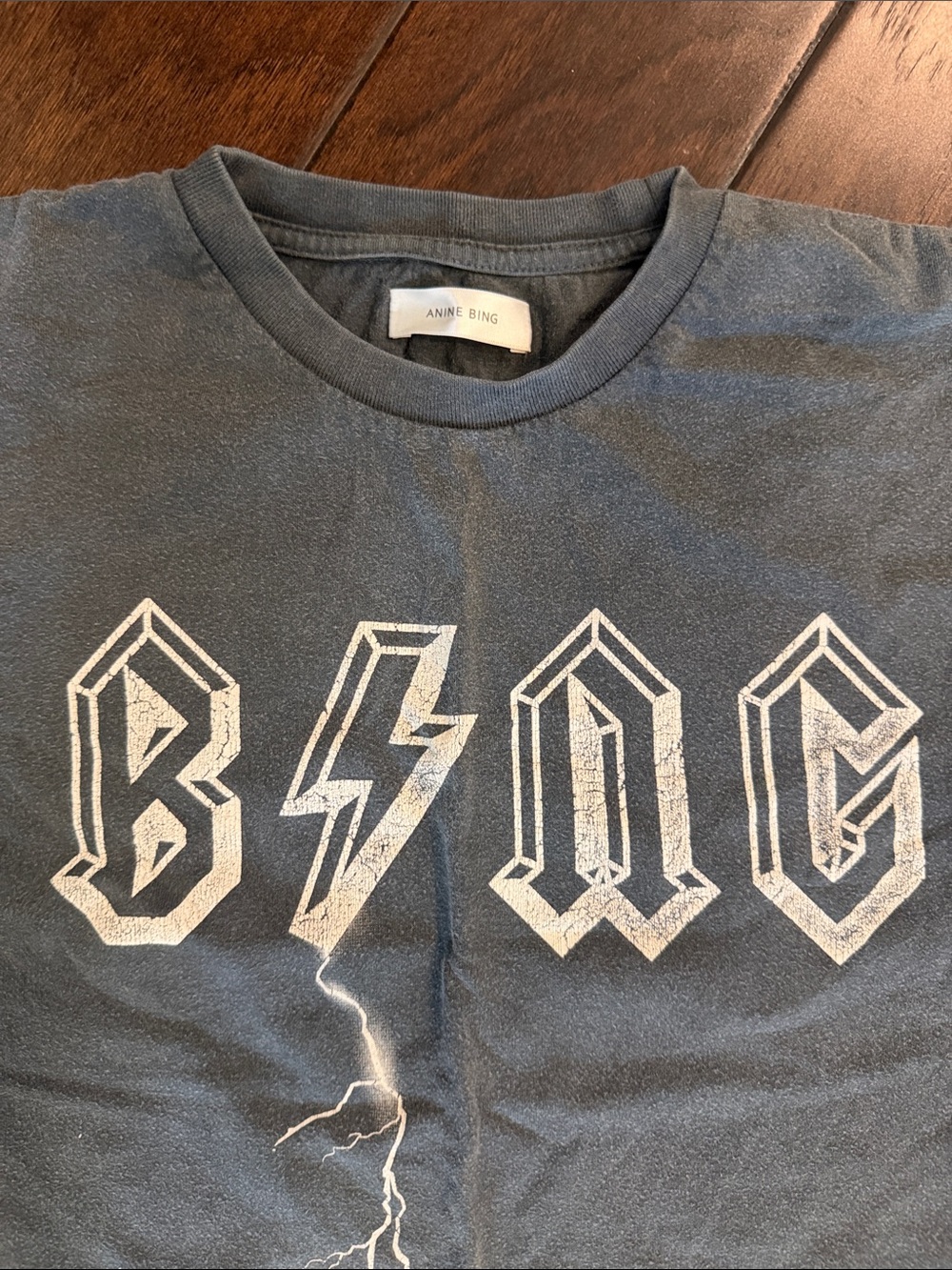 Anine Bing women’s  Graphic Lightning Tee - Slate Gray; size Small - Picture 2 of 5